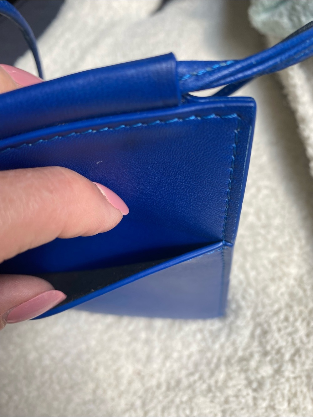 Giorgio Armani Cobalt Blue Leather Card & Phone Sleeve with Gold Logo - Picture 5 of 7